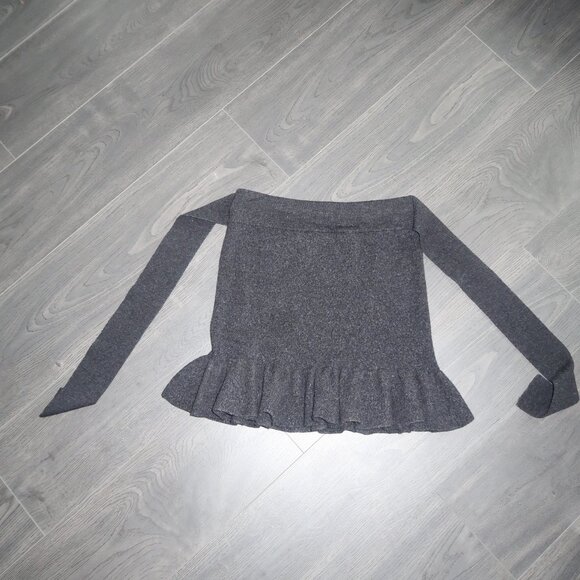 Dark Grey Wool Bow Skirt - Picture 3 of 4